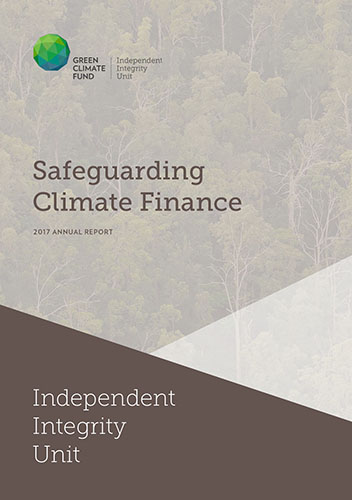 Document cover for 2017 Annual Report: Safeguarding Climate Finance