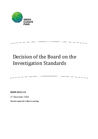 Document cover for Investigation standards